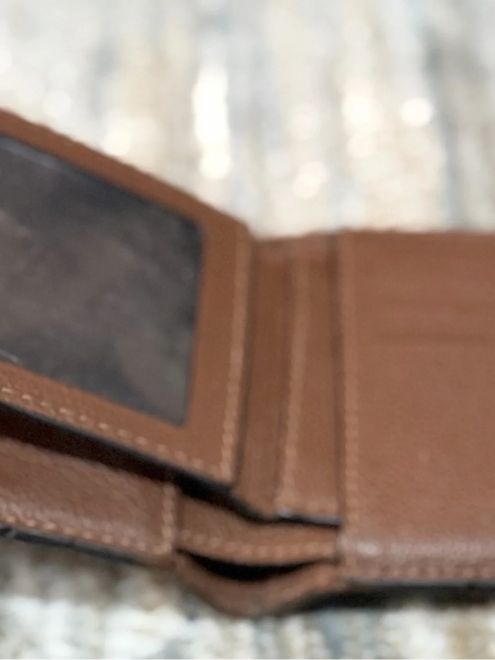 Coach Brown Wallet with Navy and Cream Stripes